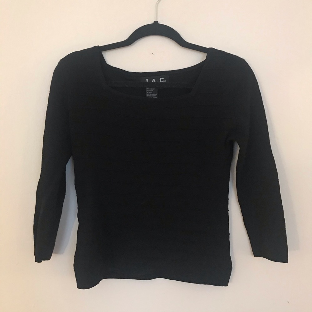 Black Striped Detailed Tight Top